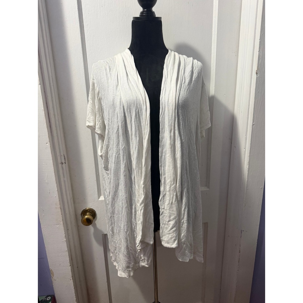 Crew Knitwear Vintage Ivory Cardigan 3X Rayon Spandex Lightweight Open Front